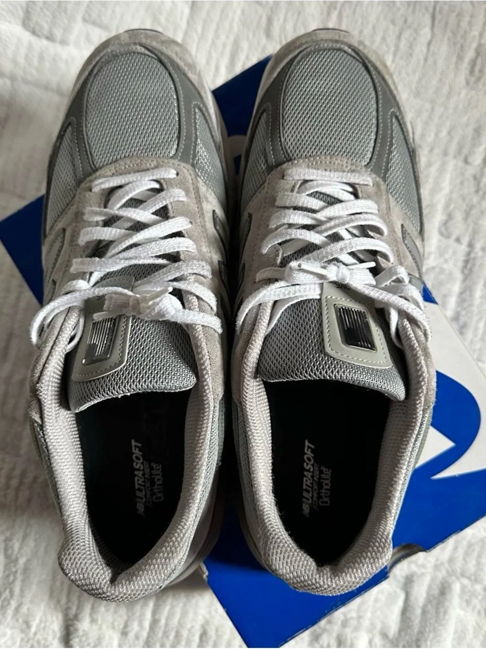 New Balance Men's 990v4 Gray Mesh Suede Running Shoes size 14